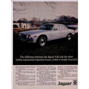 JAGUAR ORIGINAL COLOR PRINT AD FROM 1973 with SHEAFFER PEN AD on the reverse!